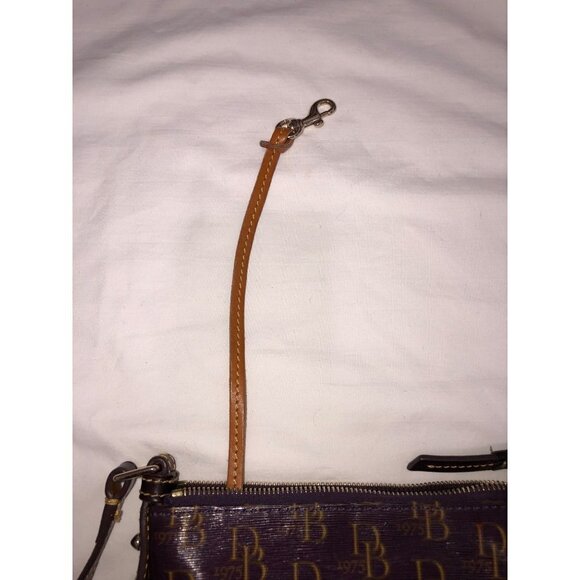 Dooney & Bourke Crossbody Bag Plum Gold DB 1975 Brown Leather Trim Adjustable - Picture 10 of 14
